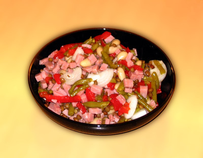 Fisolensalat mit Schinken Rezept