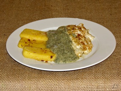 Rezept Kabeljau mit Dillsosse und Polenta Kabeljau mit Dillsosse und Polenta Rezept