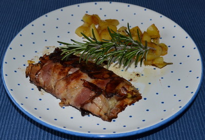 Fischfilet im Speckmantel mit Rosmarinkartoffeln Rezept