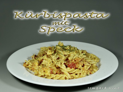 Kürbispasta mit Speck Rezept