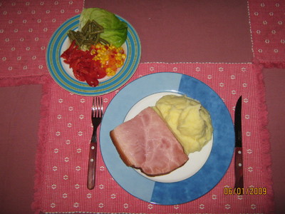 Beinschinken mit Erdäpfelpüree Rezept