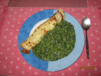 Fleischpalatschinken &amp; Kochsalat mit Erbsen Rezept