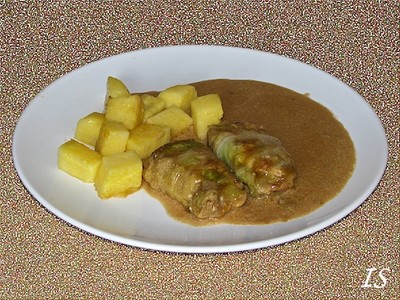 Rezept Krautrouladen mit Polentawürfel Krautrouladen mit Polentawürfel Rezept