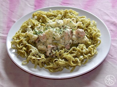 Rezept Karfiol-Lachs-Nudeln Karfiol-Lachs-Nudeln Rezept