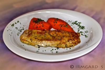 Rezept Kabeljaufilet in Polentakruste mit Süßkartoffeln Kabeljaufilet in Polentakruste mit Süßkartoffeln Rezept