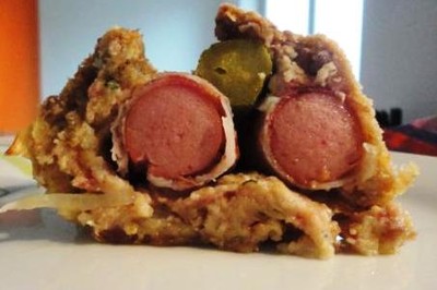 Rezept Faschierter Braten, gefüllt mit Frankfurter und Gurkerl Faschierter Braten, gefüllt mit Frankfurter und Gurkerl Rezept