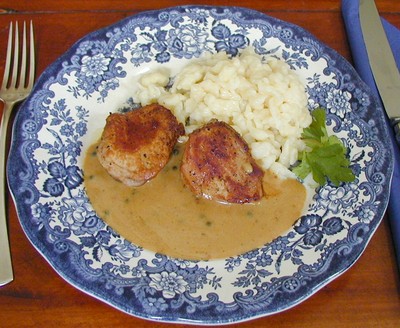 Rezept Schweinsfischerl in Pfefferrahmsauce Schweinsfischerl in Pfefferrahmsauce Rezept