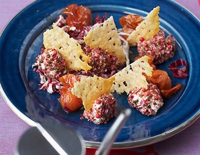 Rezept Frischkäsepralinen mit karamellisierten Cocktailparadeisern Frischkäsepralinen mit karamellisierten Cocktailparadeisern Rezept