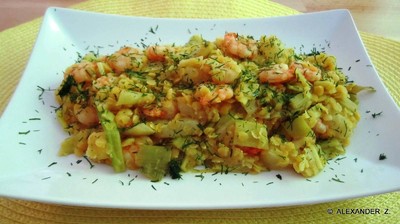 Rezept Garnelen mit rote Linsen Garnelen mit rote Linsen Rezept