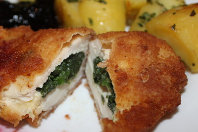 Rezept Panierte Schnitzel mit Spinat Panierte Schnitzel mit Spinat Rezept