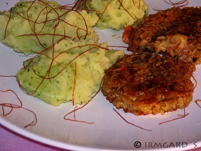 Rezept Käsekornlaibchen mit Bärlauchpüree Käsekornlaibchen mit Bärlauchpüree Rezept