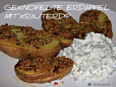 Rezept Geknofelte Erdäpfel mit Kräuterdip Geknofelte Erdäpfel mit Kräuterdip Rezept