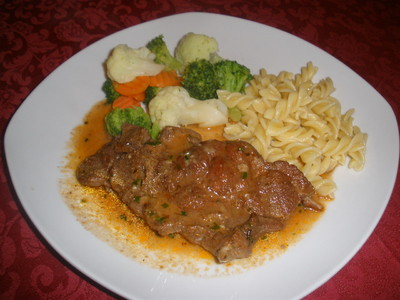 Rezept Pikantes Senfschnitzerl mit Gemüse und Nudeln Pikantes Senfschnitzerl mit Gemüse und Nudeln Rezept